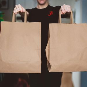 Custom Graphic Design Kraft Paper Bag for Business Shopping for Supermarket Use Lamination Printing for Boutique <b>Clothes</b> Store - Product Image 1