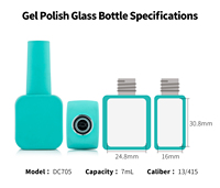 Bouteille de vernis à ongles en gel orange et rouge, bouteille en verre avec bouchon et pinceau, vide, 7 ml, logo personnalisable