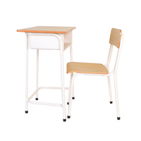 Bureau et chaise d'école pour salle de classe primaire, mobilier scolaire, ensemble bureau et chaise individuels en métal et MDF pour un seul élève