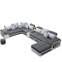 Fábrica de muebles, conjunto de sofás de sala de estar, sofá de tela, tumbona, sofá seccional en forma de U