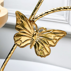 <b>Bamboo</b> Tea Tray Butterfly Iron Stand Multi Tier Cake Dessert Display Home Dining Rustic Style - Product Image 4