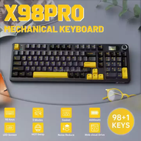 Keyboard Gaming X98Pro 98 Tombol Sumber Cahaya RGB Layar TFT Tiga Mode Nirkabel 2.4G/BT untuk PC/Laptop