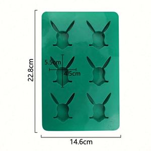 Moule en silicone écologique pour chocolat et glaçons, 6 cavités en forme de tête de lapin, sans BPA, pour échantillons de savon, OEM/ODM - Product Image 3