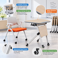 Table de formation mobile pliable avec plateau inclinable et ensemble de chaises pliantes pour salle de réunion, salle de formation