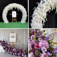 Décoration de fond de scène de mariage moderne et romantique, rangée de fleurs, accessoires d'arrangement de scène, fleurs en soie bordeaux et bleu marine de haute qualité