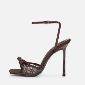 Sandali da Donna Personalizzati con Dettaglio Fiocco in Rete e Tacco a Spillo, Moda Sexy - Product Image 1