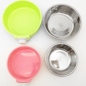 Harga pabrik baja tahan karat warna perak mangkuk plastik anjing kucing peliharaan menggantung di kandang mangkuk hewan peliharaan - Product Image 4