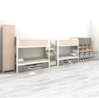 Atosun Dortoir Universel Métal Bois Double Design Pont 4 Lits Superposés pour Étudiants