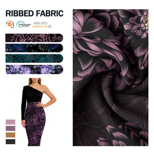 Tela de punto acanalado de alta calidad, 92% poliéster, 8% spandex, para vestido ajustado de mujer - Product Image 1