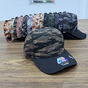 Casquettes de golf imperméables en gros, 5 panneaux, motif camouflage tigre, casquettes snapback perforées respirantes pour hommes - Product Image 5