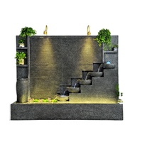 7.3ft Deluxe Extérieur Fontaine D'eau Panneau Mur Fontaine Cour Décoration Fontaine Cascade Béton Durable Ciment En Cascade