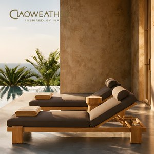Nouveau design de meubles d'extérieur, jardin, villa, lit allongé, <span class=keywords><strong>plage</strong></span>, piscine, chaise allongée, ensemble de lits de bain en teck - Product Image 1