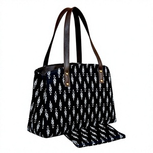 Black White Pattern Fashion <b>Women</b> Tote <b>Bag</b> Canvas Shoulder Handbag with <b>Pouch</b> Cotton Lining Open Closure <b>for</b> Daily Use - Product Image 1