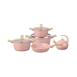 9 Piece Cookware Set Die <b>Cast</b> Aluminum Non Stick Pots And <b>Pans</b> With Lids Oven Safe For Home Cooking - Product Image 2