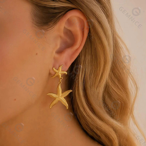 Pendientes Elegantes de Estilo Playero Vintage con Doble Estrella de Mar en Relieve de Gemnel - Product Image 2