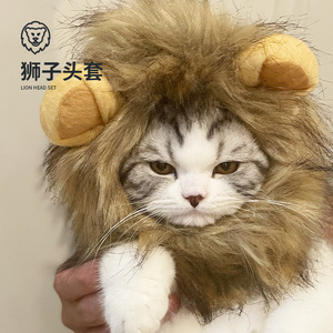 Gorro de gato y león para celebridades de internet, lindo sombrero pequeño, orejas de conejo, peluca divertida, disfraz de Navidad, atuendo para mascotas - Product Image 1