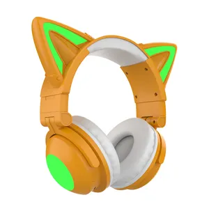सर्वश्रेष्ठ विक्रेता फैक्टरी थोक चमकदार बिल्ली कान वायरलेस गेमिंग हेडसेट प्यारा लड़कियों के लिए ईरफ़ोन बास स्टीरियो बीटी Headphones