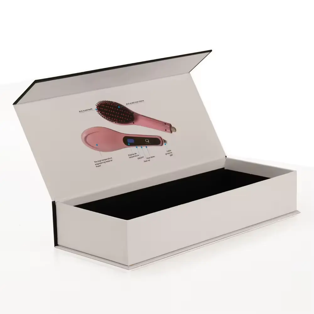 صندوق تعبئة شعر مستعار أسود بشعار مخصص مع صندوق تعبئة مغناطيسي مبطن للأحذية صندوق هدايا مغناطيسي