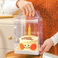 Boîte d'emballage carrée transparente portable de 4 pouces pour gâteaux, hauteur étendue, également adaptée aux boîtes à mousse mille-feuille de 2/3/5/6 pouces