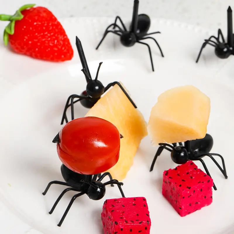 Peralatan makan dapur, 12 buah/Set garpu dapur Bar anak-anak makanan penutup garpu buah Ant Mini lucu dekorasi mudah