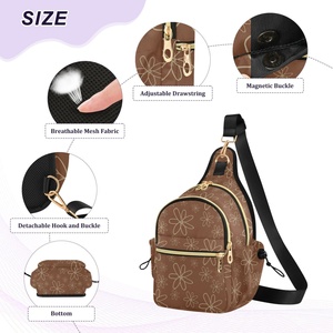 New Arrival Hawaiian Brown Tiare Flower Waterproof Sling Crossbody Bag Custom Outdoor <b>Small</b> Chest Bag Women's Messenger Bags - Product Image 4