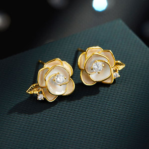 Retro Rose <b>Stud</b> <b>Earrings</b> S925 <b>Silver</b> Needle Flower Shape Party Jewelry Women's Fashion <b>Earrings</b> - Product Image 4