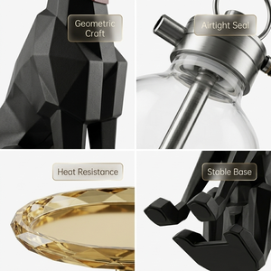 Chicha géante sur pied en polyrésine nordique de qualité supérieure, motif Doberman, forme géométrique d'animal, finition noir mat, statue décorative - Product Image 4
