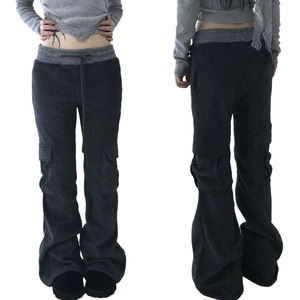 กางเกงคาร์โก้ทรงขาบานเอวต่ำแบบมีเชือกผูก แต่งผ้าปะติด สไตล์สตรีท ขายส่งจากโรงงาน ราคาพิเศษ - Product Image 1