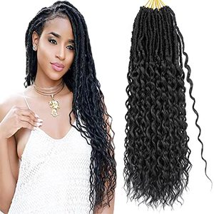 Extensiones de Cabello con Trenzas de Ganchillo Bohemio, 24 Pulgadas, Ondas Profundas Pre-Looped, Locs, <span class=keywords><strong>Nu</strong></span> Goddess - Product Image 1