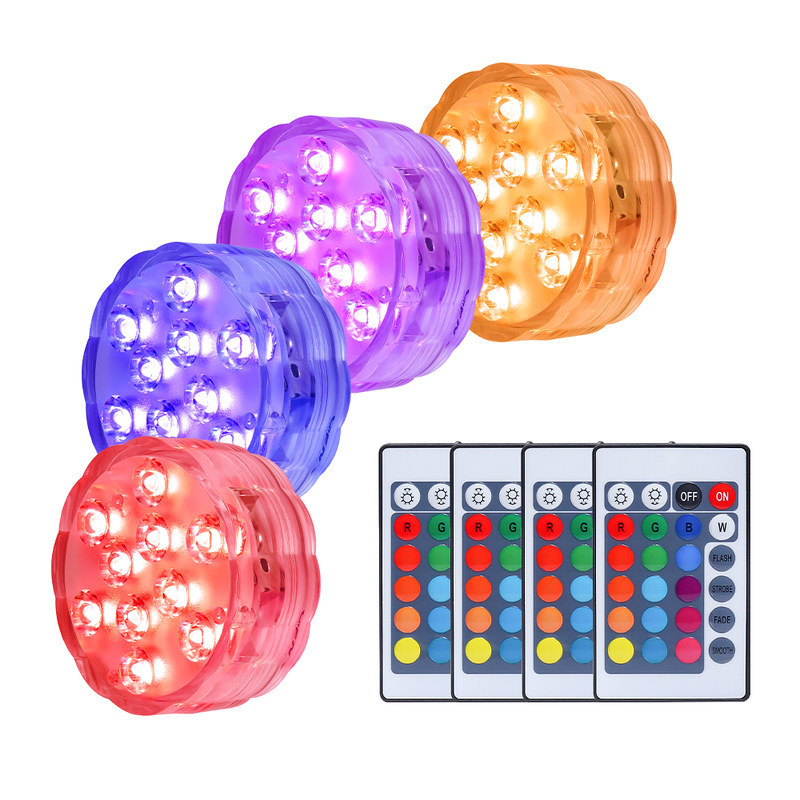 Hot Sale IP68 Waterproof Battery Operated Submersible Swimming Pool Lights with 16 Colors & 4 Flashing Modes Dimmable