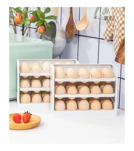 Nuovo arrivo frigorifero cucina pieghevole cucina scatola di immagazzinaggio di uova di plastica conservazione del frigorifero da cucina impilabile multistrato