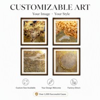 Impresión Artística Metálica de Aleación de Aluminio para Pared, Lienzo con Líneas Fluidas, Cuadro Cuadrado con Textura de Paisaje, Decoración para Dormitorio