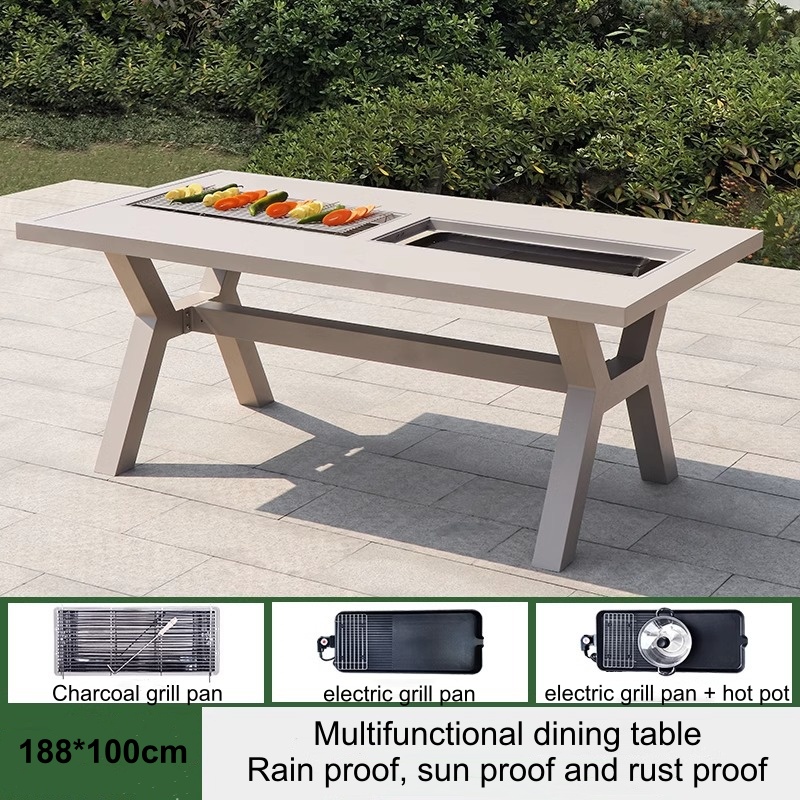 [single table] 180*100 new chinoiserie double stove table