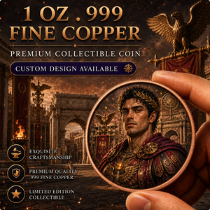 Pièce de collection de guerrier romain en cuivre fin .999 de 1 oz, médaillon commémoratif personnalisé avec portrait d'aigle SPQR, vente en gros - Product Image 1