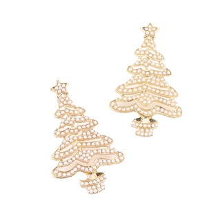 Pendientes de Navidad al por mayor para mujer, de aleación con múltiples pedrerías, colgante hueco de árbol de Navidad, accesorios de oreja extragrandes para fiestas navideñas - Product Image 4