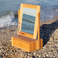 Nouveau Miroir de Maquillage Portable 2023 en Bois Écologique, Design Art Déco Personnalisé, Durable, pour Table de Coiffure de Dortoir Étudiant