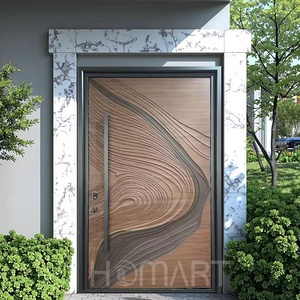 Новые роскошные 3D-гравированные деревянные вращающиеся двери на заказ для вилл и домов, массивные винтажные входные деревянные двери - Product Image 2