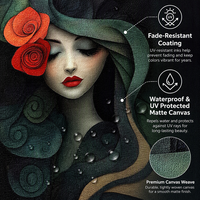 Toile murale avec portrait de femme en effet 3D, art moderne avec rose rouge, peinture sur toile élégante pour la décoration de la maison