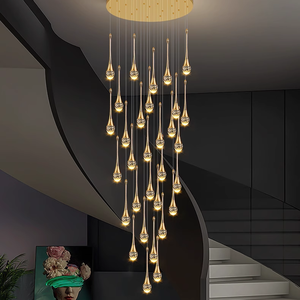 Sang Trọng Lớn Vòng Ánh Sáng Mặt Dây Chuyền Trần Cao Pha Lê Giọt Mưa Đèn Chùm Cho Biệt Thự Dài Giọt Mưa Cầu Thang Chiếu Sáng - Product Image 3