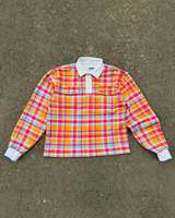 2025 personnalisé Streetwear Polo col bouton coupe et coudre à manches longues veste Vintage Plaid flanelle chemise hommes