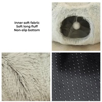 Vente en gros de tunnel pour chat pliable multifonctionnel 2 en 1, lit rond en peluche douce pour intérieur, nid douillet et chaud pour chat, maison-caverne pour chat