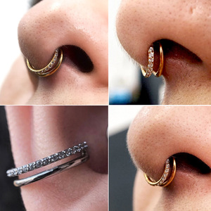 Fashion Piercing Jewelry <b>Titanium</b> Nose <b>Ring</b> F136 Stainless Steel Geometric Heart Shape Amethyst Prong Setting Septum Cartilage - Product Image 2
