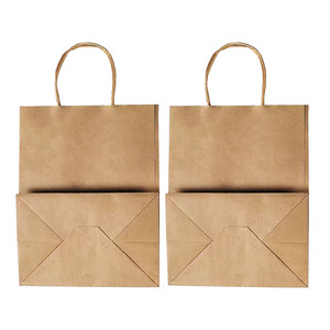 Túi giấy Kraft Nâu tùy chỉnh với dây thừng tròn xử lý thực phẩm mang đi, quần áo, giày dép siêu thị sử dụng túi giấy Quà Tặng - Product Image 6