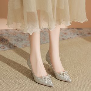 Animal Prints Glitter Slip-On Fashion Trend Pointed <b>Toe</b> Stiletto Heel Bridal Pumps with Bow Decoration Wedding Shoes for Women - Product Image 2