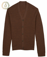 KD Fabricant de tricot OEM ODM personnalisé Chandail cardigan vintage à boutons en laine mélangée à manches longues gaufré pour hommes