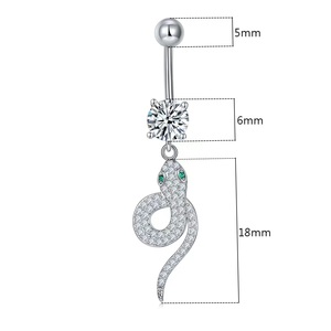 Forma di <span class=keywords><strong>serpente</strong></span> in acciaio inox Sexy ventre <span class=keywords><strong>ombelico</strong></span> anelli di titanio per il corpo gioielli per il matrimonio o il fidanzamento delle donne - Product Image 2