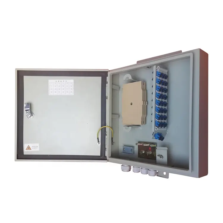 Wall Mounted Metal Fiber Termination Box 24 Cores Ftth Terminal Box Indoor / Outdoor