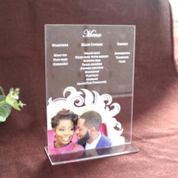 Menús de Mesa de Acrílico Transparente con Impresión UV de Fotos Personalizadas Creativas para Bodas, Fiestas y Números de Mesa
