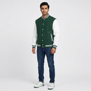Chaquetas Universitarias de Lana con Cuello Alto, Estilo Béisbol, Personalizadas, Lisas, Delgadas, en Varios Colores, de Moda y Alta Demanda - Product Image 1