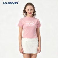 T-shirt Kuenzi à col mi-haut coloré style Hot Girl 260GSM 47,1% Coton 47,1% Viscose 5,8% Spandex Streetwear américain ajusté